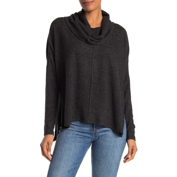 Status by Chenault Tops - Status by Chenault Black Slit Side Rib Turtleneck Top